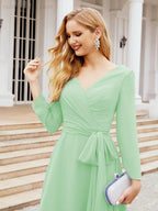Bridesmaid Dress V-Back Waist Belt Mother of the Bride Wedding Guest 28031