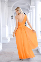 Ladies Chiffon One Shoulder Bridesmaid Evening Dress Wedding Party Evening Dress 28133