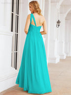 Numbersea One Shoulder Bridesmaid Dresses Long Maxi Formal Evening Party Prom Gowns 28061