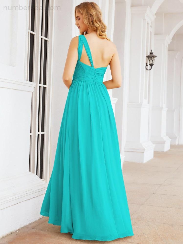 Numbersea One Shoulder Bridesmaid Dresses Long Maxi Formal Evening Party Prom Gowns 28061