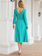 Bridesmaid Dress V-Back Waist Belt Mother of the Bride Wedding Guest 28031
