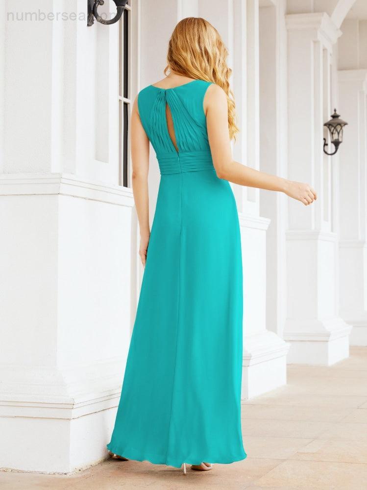 Formal Prom Gown Elegant V-Neck Sleeveless Bridesmaid Dresses for Wedding Party 28037