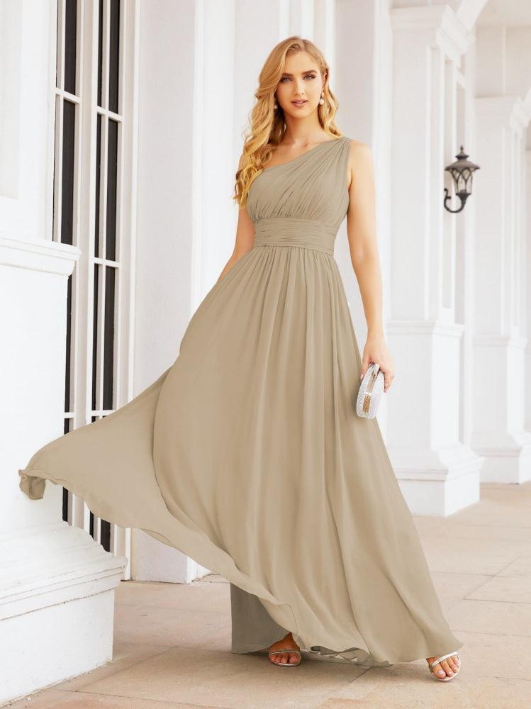 Numbersea One Shoulder Bridesmaid Dresses Long Maxi Formal Evening Party Prom Gowns 28061