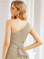 Numbersea One Shoulder Bridesmaid Dresses Long Formal Prom Gowns 28048