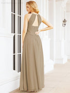 Numbersea Sleeveless Bridesmaid Dresses Long Prom Gown Zipper with Keyhole Back 28056