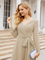 Bridesmaid Dress V-Back Waist Belt Mother of the Bride Wedding Guest 28031
