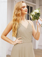 Numbersea Halter Chiffon Bridesmaid Dresses Wedding Appare Sleeveless Formal Prom Dress with Ruffled Back 28035