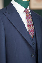 Navy Blue Pinstripe Wool 3-Piece Wedding Suit | Tailored Groom & Groomsmen Attire