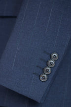 Navy Blue Pinstripe Wool 3-Piece Wedding Suit | Tailored Groom & Groomsmen Attire
