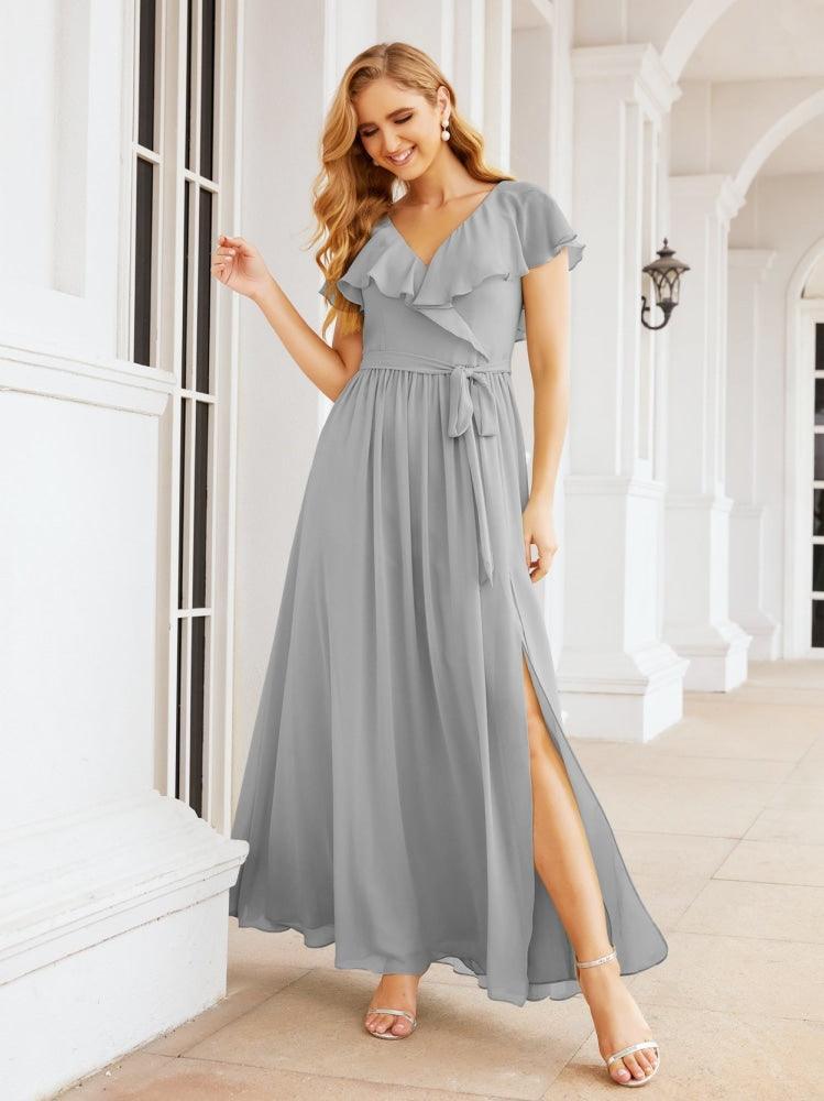Bridesmaid Dresses with Flutter Sleeves Formal Evening Party Prom Gowns 28044