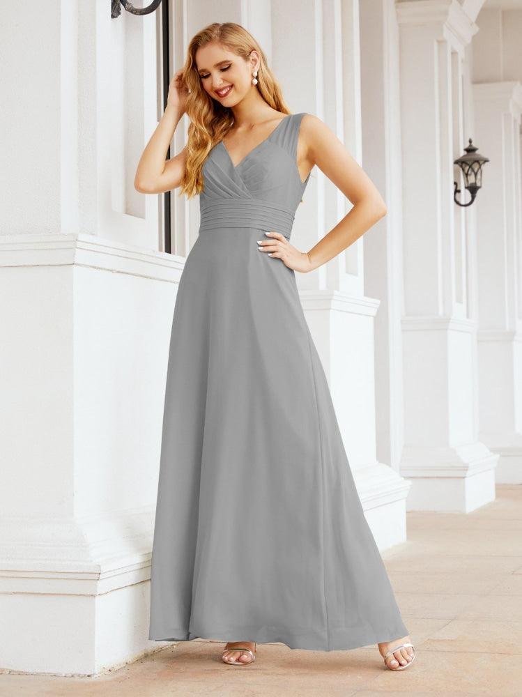 Formal Prom Gown Elegant V-Neck Sleeveless Bridesmaid Dresses for Wedding Party 28037