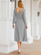 Bridesmaid Dress V-Back Waist Belt Mother of the Bride Wedding Guest 28031