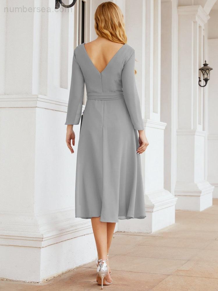 Bridesmaid Dress V-Back Waist Belt Mother of the Bride Wedding Guest 28031