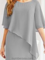 Numbersea Formal Party Gown Dress Long Mother of The Bride Dresses with Ruffle Cape 28026