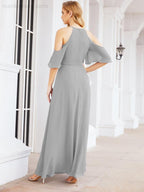 Numbersea Cold Shoulder Bridesmaid Dresses A-Line Long Formal Evening Gowns 28074