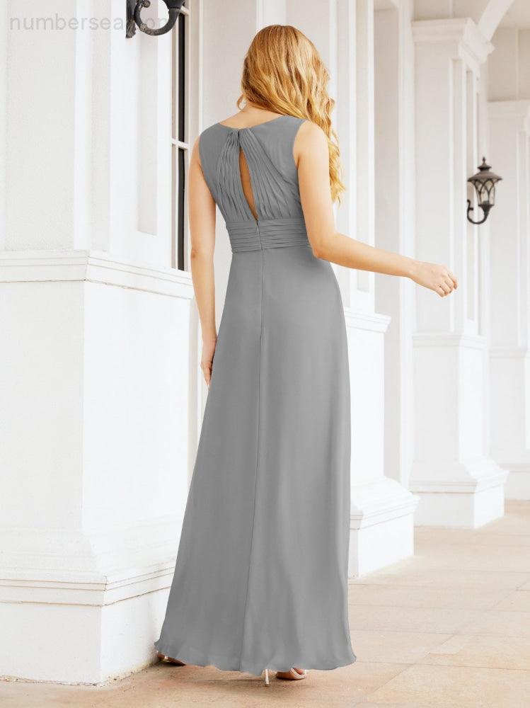 Formal Prom Gown Elegant V-Neck Sleeveless Bridesmaid Dresses for Wedding Party 28037
