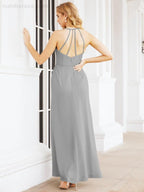 Numbersea Spaghetti Strap Bridesmaid Dresses V-Neck Long A-Line Formal Prom Gowns 28063