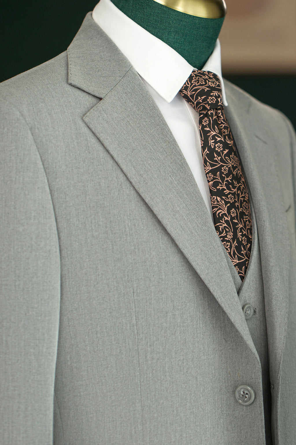 Light Grey Wool 3-Piece Wedding Suit | Tailored Groom & Groomsmen Attire