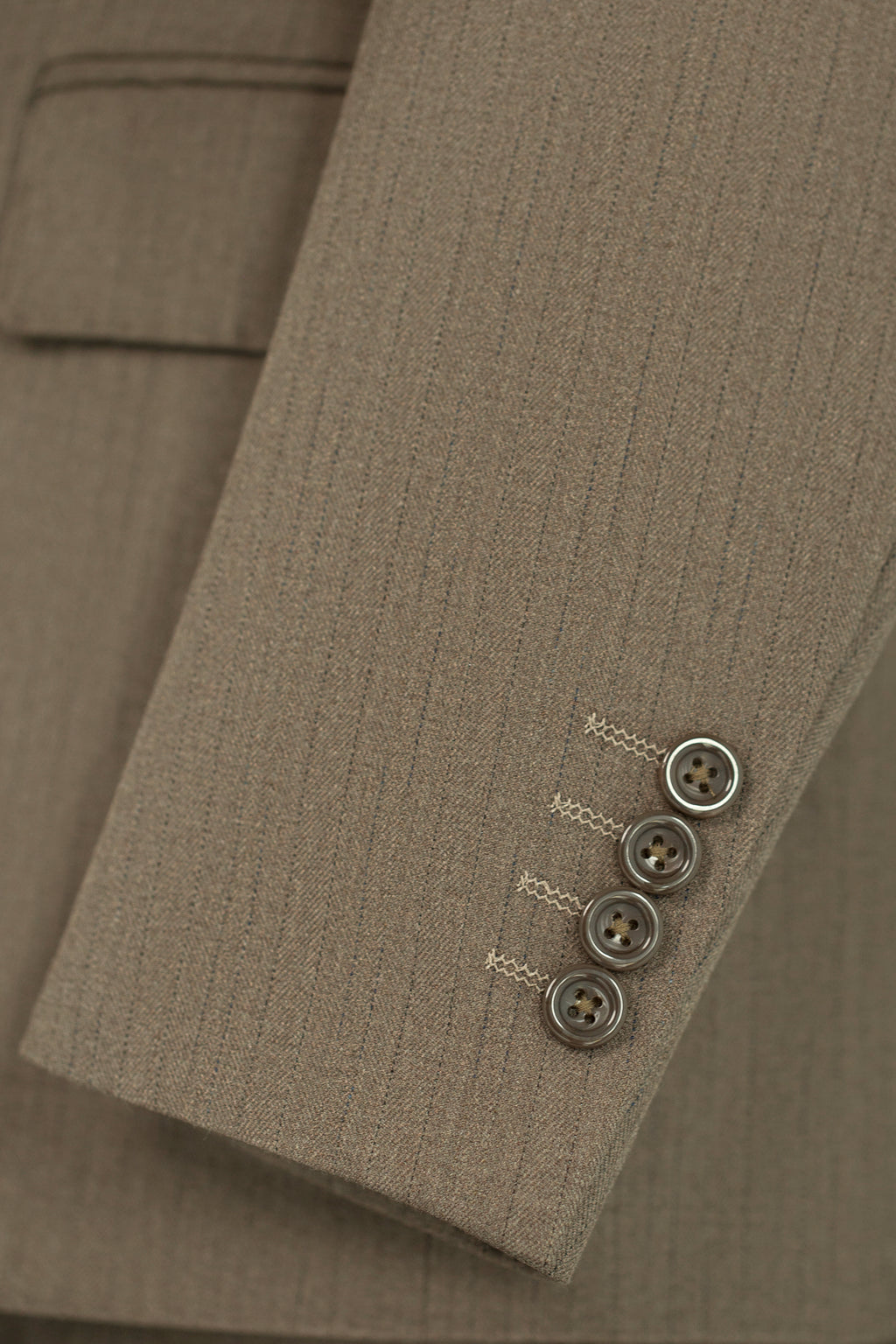 Taupe Pinstripe Wool 3-Piece Wedding Suit | Tailored Groom & Groomsmen Attire
