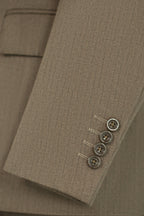 Taupe Pinstripe Wool 3-Piece Wedding Suit | Tailored Groom & Groomsmen Attire