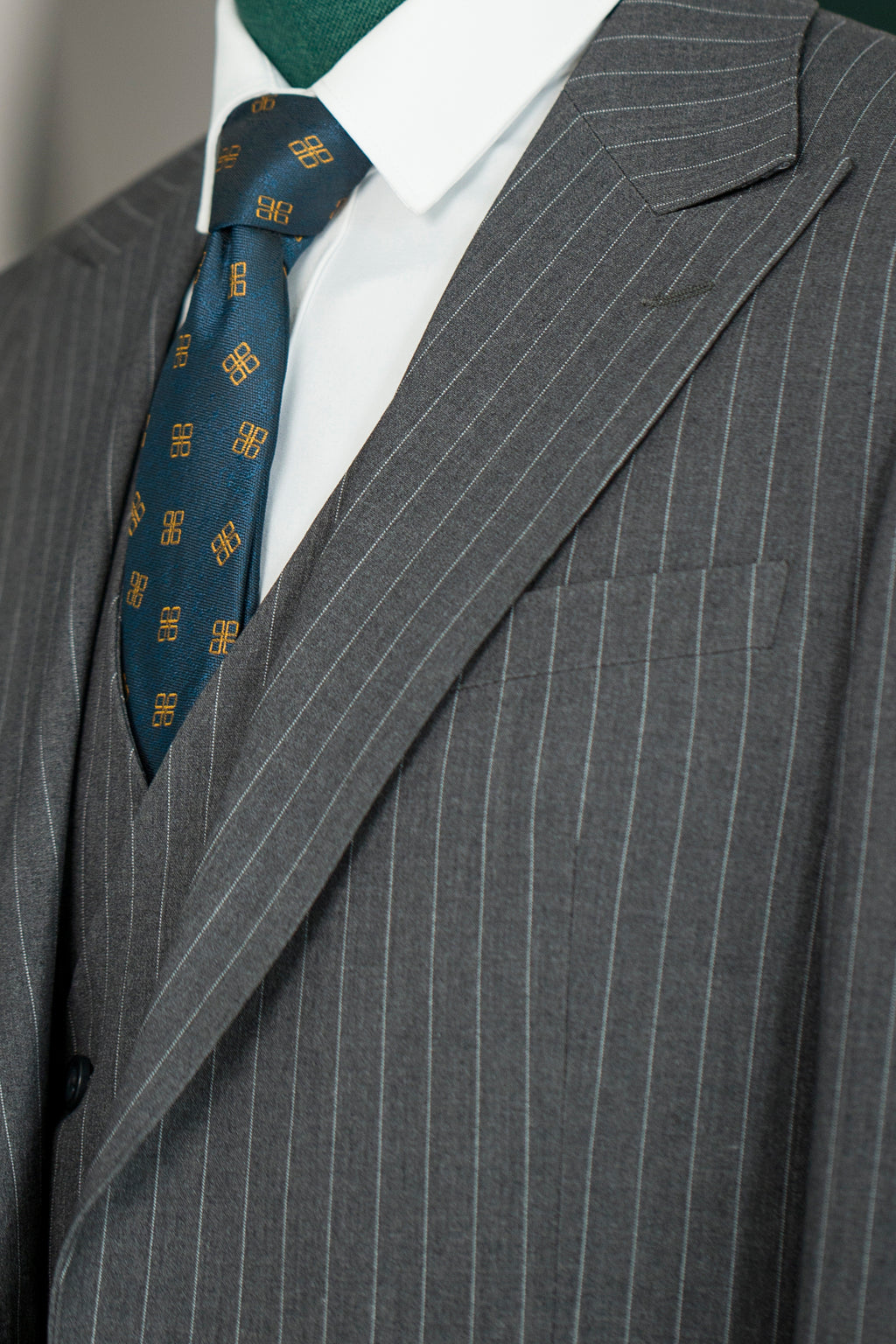 Charcoal Grey Pinstripe Wool 3-Piece Wedding Suit | Tailored Groom & Groomsmen Attire