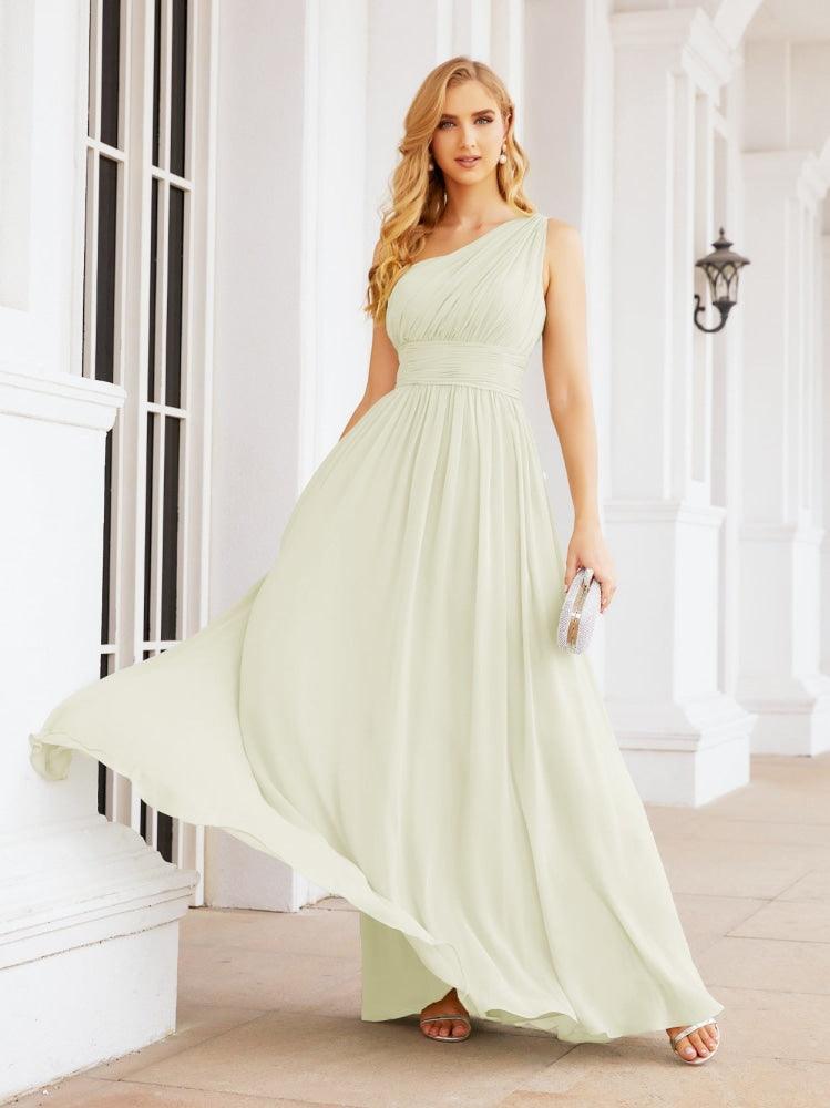 Numbersea One Shoulder Bridesmaid Dresses Long Maxi Formal Evening Party Prom Gowns 28061