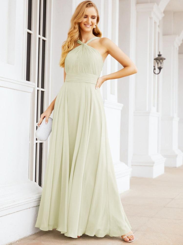 Numbersea Crisscross Halter Bridesmaid Dresses for Party Wedding Evening Prom Maxi Ball Gowns 28053
