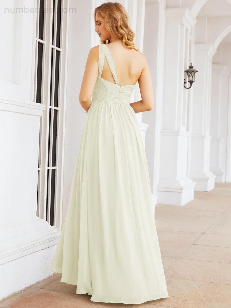 Numbersea One Shoulder Bridesmaid Dresses Long Maxi Formal Evening Party Prom Gowns 28061