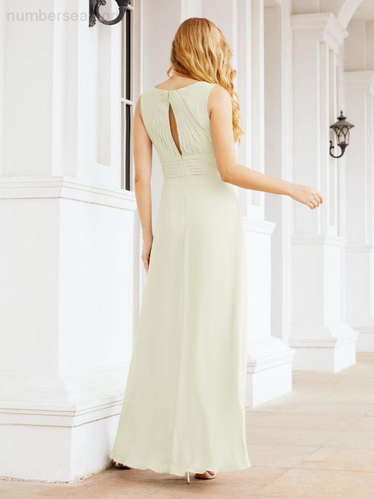 Formal Prom Gown Elegant V-Neck Sleeveless Bridesmaid Dresses for Wedding Party 28037