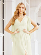 Numbersea Bridesmaid Dresses with Split for Wedding Party Flutter Sleeves 28045
