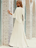 Numbersea  Bridesmaid Dress Women Long Sleeve V-Neck Chiffon Formal Wedding Party Dress 28018