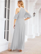 Numbersea Cold Shoulder Bridesmaid Dresses A-Line Long Formal Evening Gowns 28074