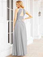 Numbersea Sleeveless Bridesmaid Dresses Long Prom Gown Zipper with Keyhole Back 28056