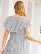 Bridesmaid Dresses with Flutter Sleeves Formal Evening Party Prom Gowns 28044