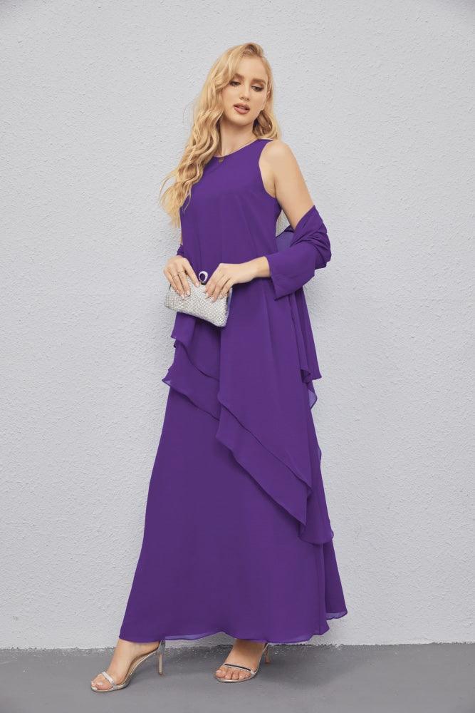 Mother of Bride Dresses with Open Front Lightweight Cardigan Formal Prom Gown  28081