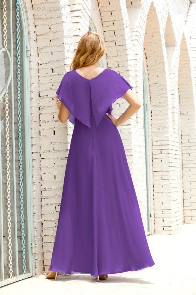 Numbersea  Mother of The Bride Dresses Plus Size V-Neck Floor Length Formal Prom Dress for Wedding Guest 28020