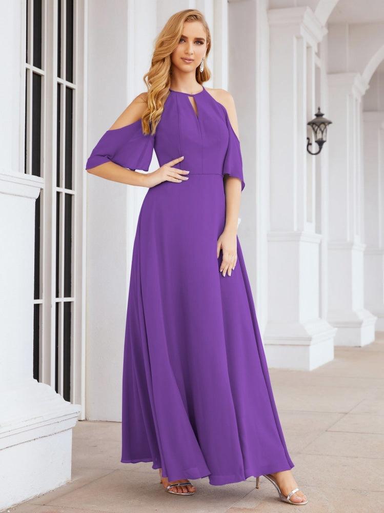 Numbersea Cold Shoulder Bridesmaid Dresses A-Line Long Formal Evening Gowns 28074