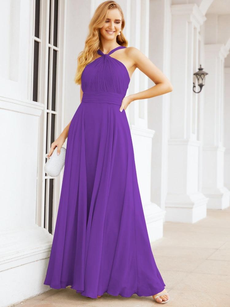 Numbersea Crisscross Halter Bridesmaid Dresses for Party Wedding Evening Prom Maxi Ball Gowns 28053