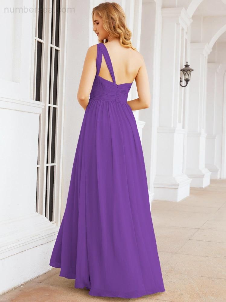 Numbersea One Shoulder Bridesmaid Dresses Long Maxi Formal Evening Party Prom Gowns 28061