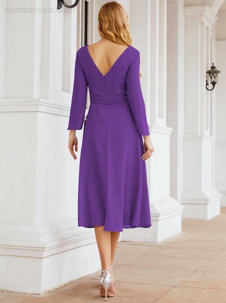 Bridesmaid Dress V-Back Waist Belt Mother of the Bride Wedding Guest 28031