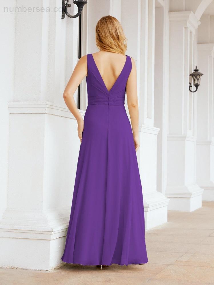 Numbersea Bridesmaid Dresses for Wedding Ruffles Long Formal Prom Gowns 28039