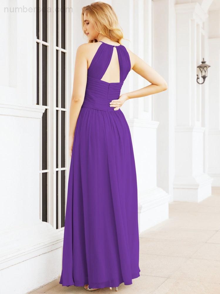 Numbersea Sleeveless Bridesmaid Dresses Long Prom Gown Zipper with Keyhole Back 28056