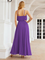 Numbersea  Halter Long Bridesmaid Dresses Formal A line Juniors Dress 28029