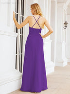 Numbersea Halter Bridesmaid Dresses with Pockets Sleeveless Formal Evening Party Prom Gowns  28055