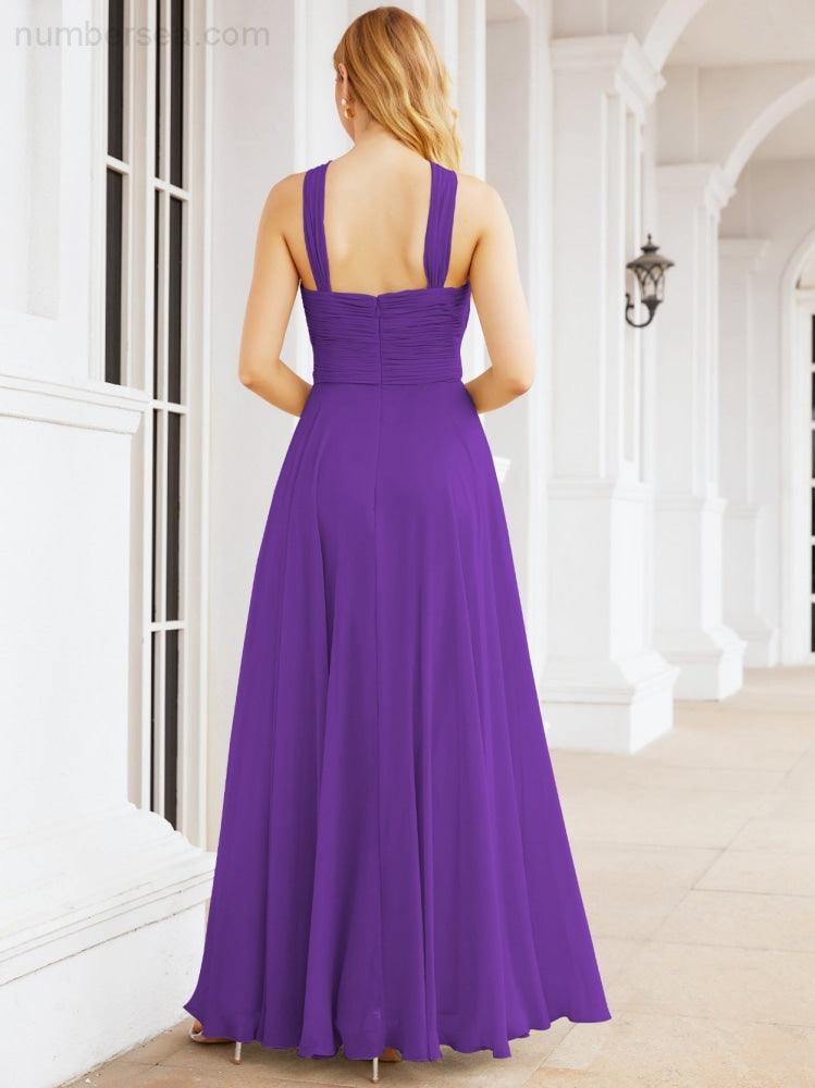 Numbersea Crisscross Halter Bridesmaid Dresses for Party Wedding Evening Prom Maxi Ball Gowns 28053