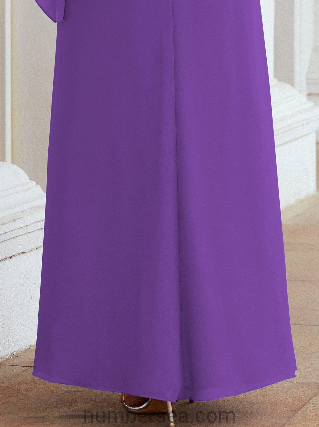 Numbersea Formal Party Gown Dress Long Mother of The Bride Dresses with Ruffle Cape 28026