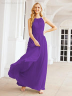 Numbersea Sleeveless Bridesmaid Dresses Long Prom Gown Zipper with Keyhole Back 28056