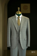 Light Grey Windowpane Check Wool 3-Piece Wedding Suit | Tailored Groom & Groomsmen Attire