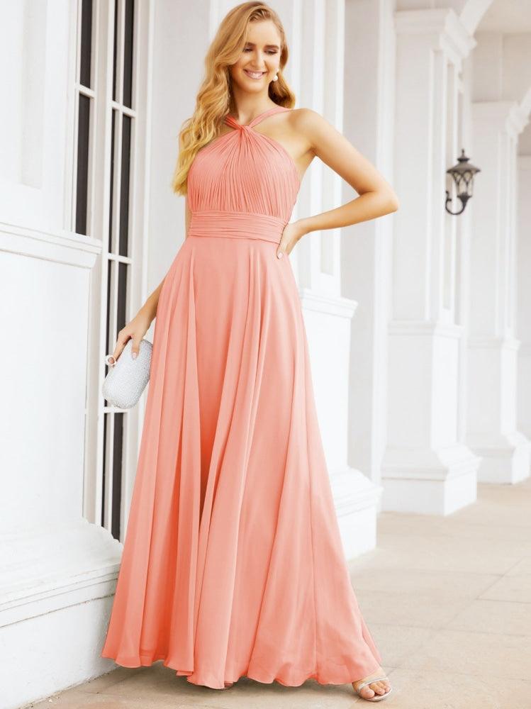 Numbersea Crisscross Halter Bridesmaid Dresses for Party Wedding Evening Prom Maxi Ball Gowns 28053