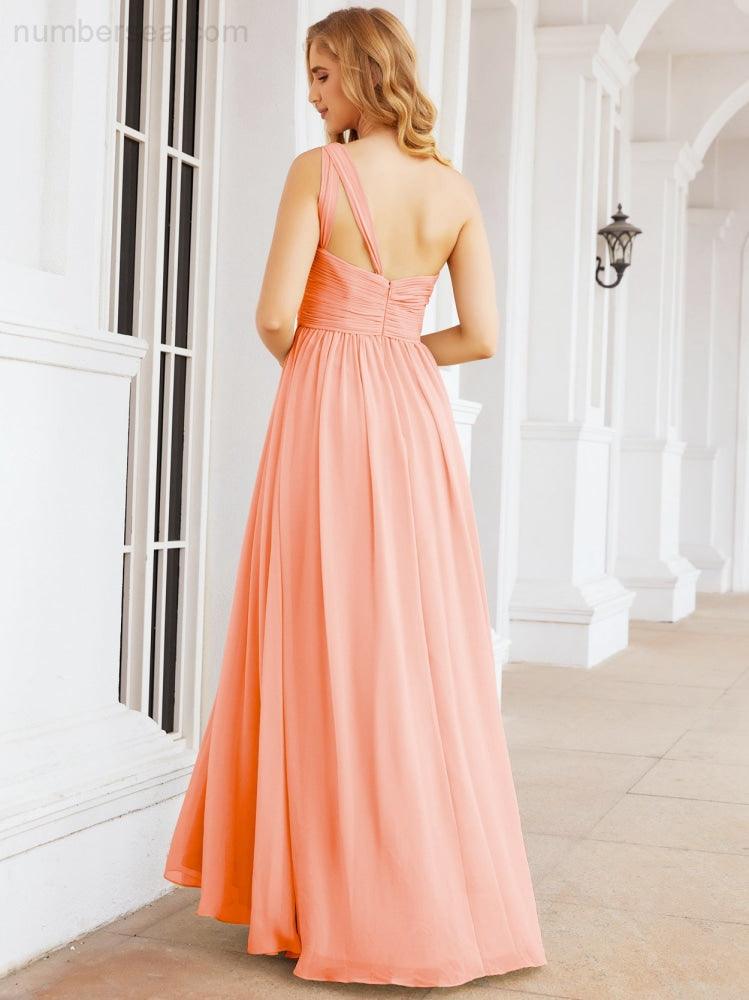Numbersea One Shoulder Bridesmaid Dresses Long Maxi Formal Evening Party Prom Gowns 28061